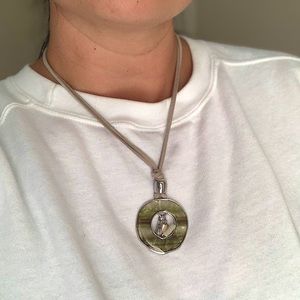Chico’s Short Resin and Suede Pendant Necklace
